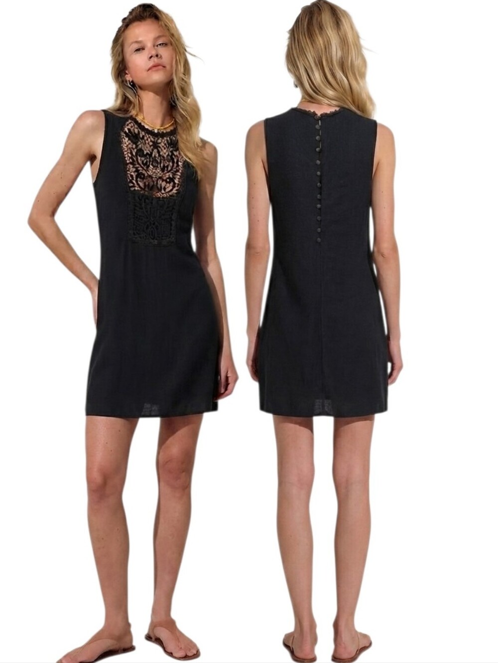 FREE PEOPLE Mirabelle Lace Panel A-line Mini Dress - Size M